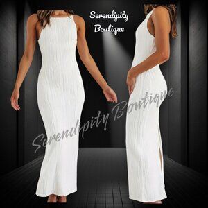 Luxurious Curve Hugging Super Stretchy Strappy Halter Tea Length Bodycon Dress